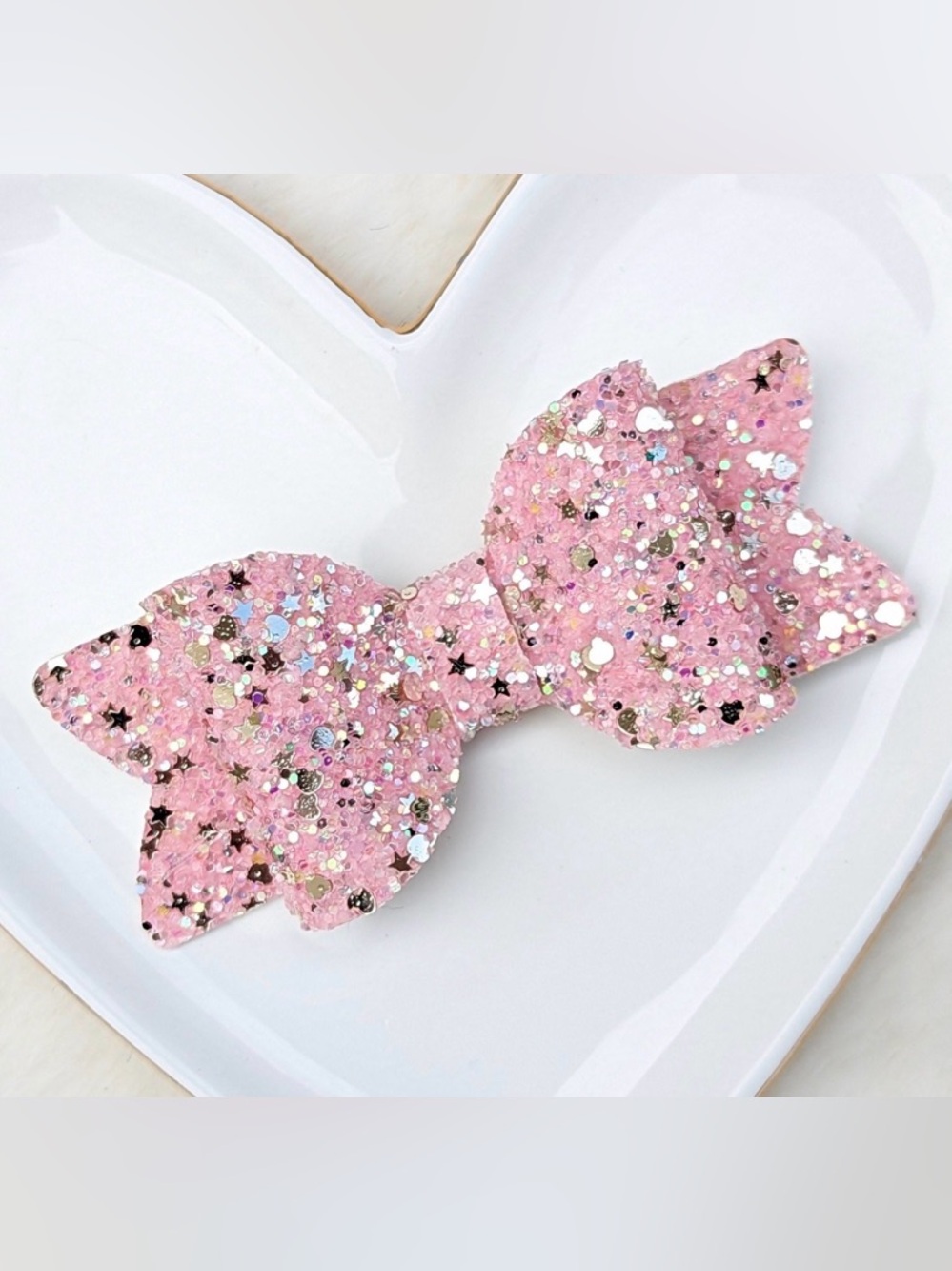 LIGHT PINK GOLD Glitter Bow